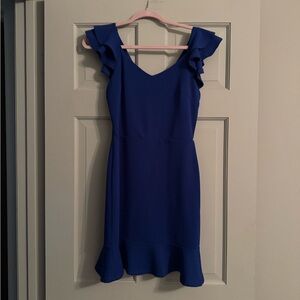 She + Sky Blue Flutter Sleeve Mini Dress for Cocktail